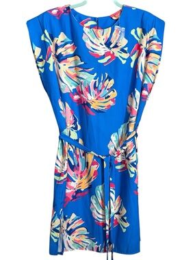 Flying Tomato Bright Blue Tropical Floral Mini Dress Size Large